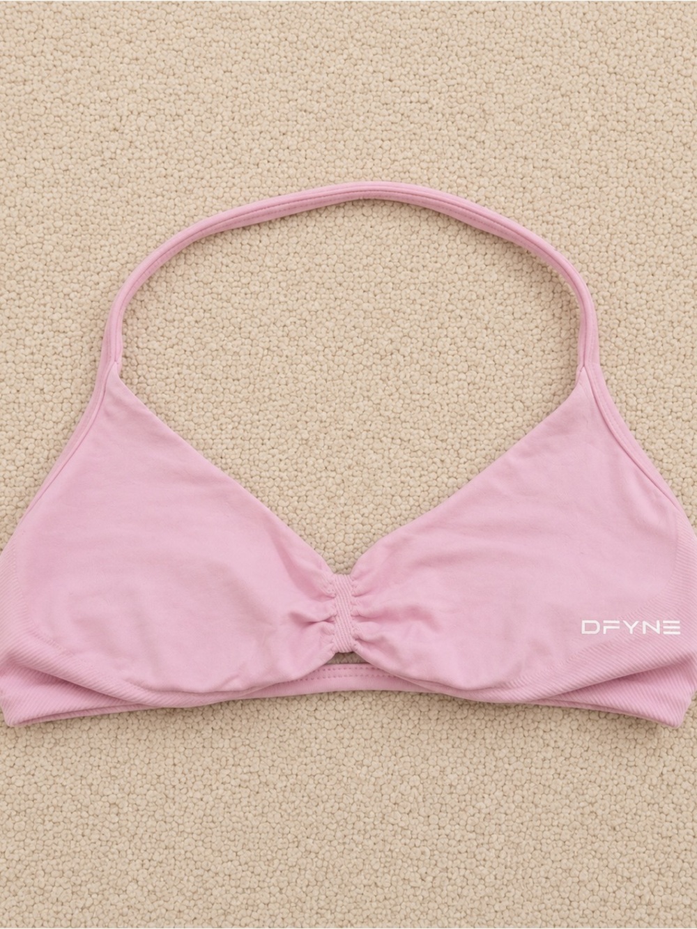 Dfyne Impact Strappy Light Pink Halter Bralette - Minimal Support Sports Bra